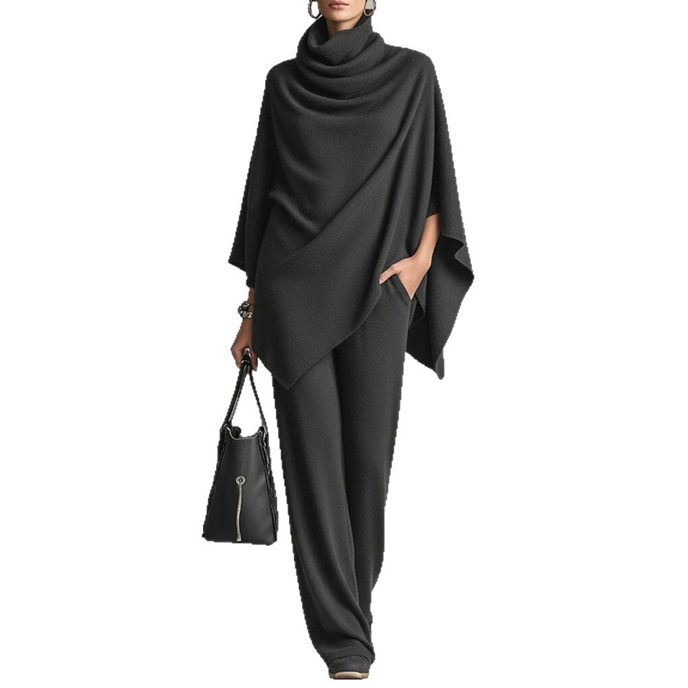 Womens Cloak Top And Wide-leg Pants Two-piece Set