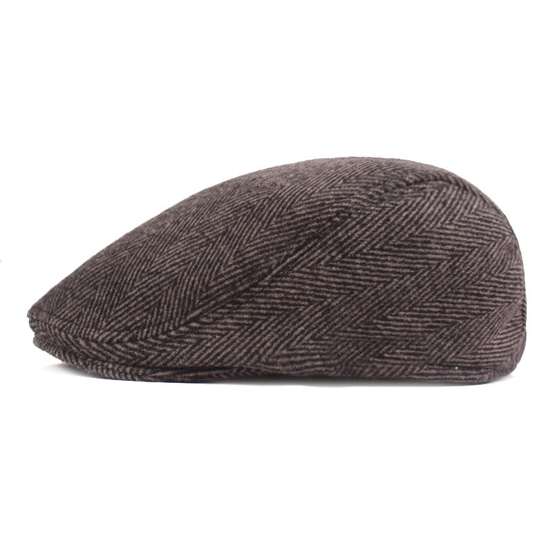 Herringbone Beret, Simple Cap For Men And Women, Autumn And Winter Hat, Old Man Hat