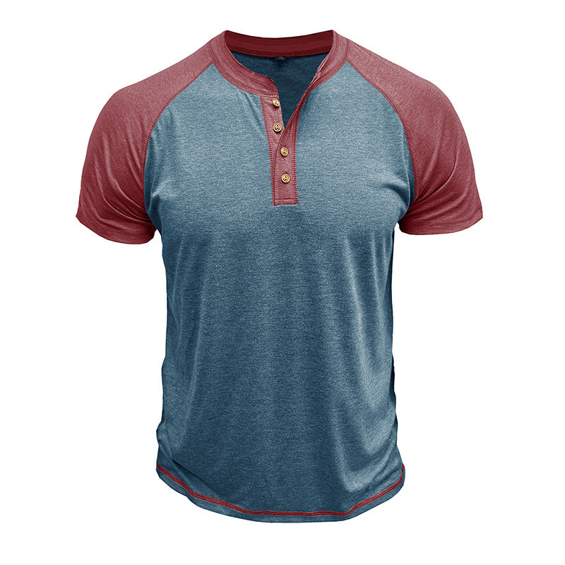 Men's Short Sleeve European And American Color Matching Top
