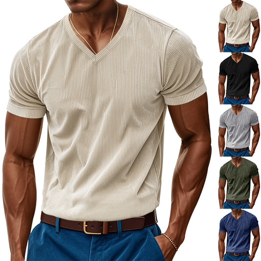 Loose Casual Men's V-neck Short Sleeve