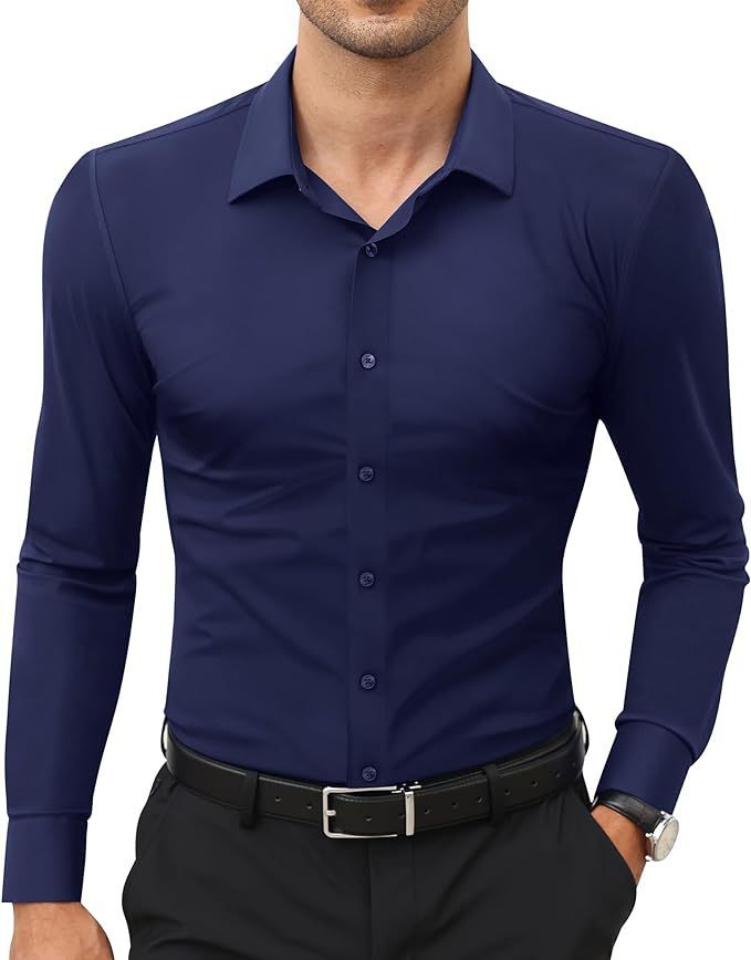 Mens Slim-Fit Solid-Color Work Shirt From Europe And The US