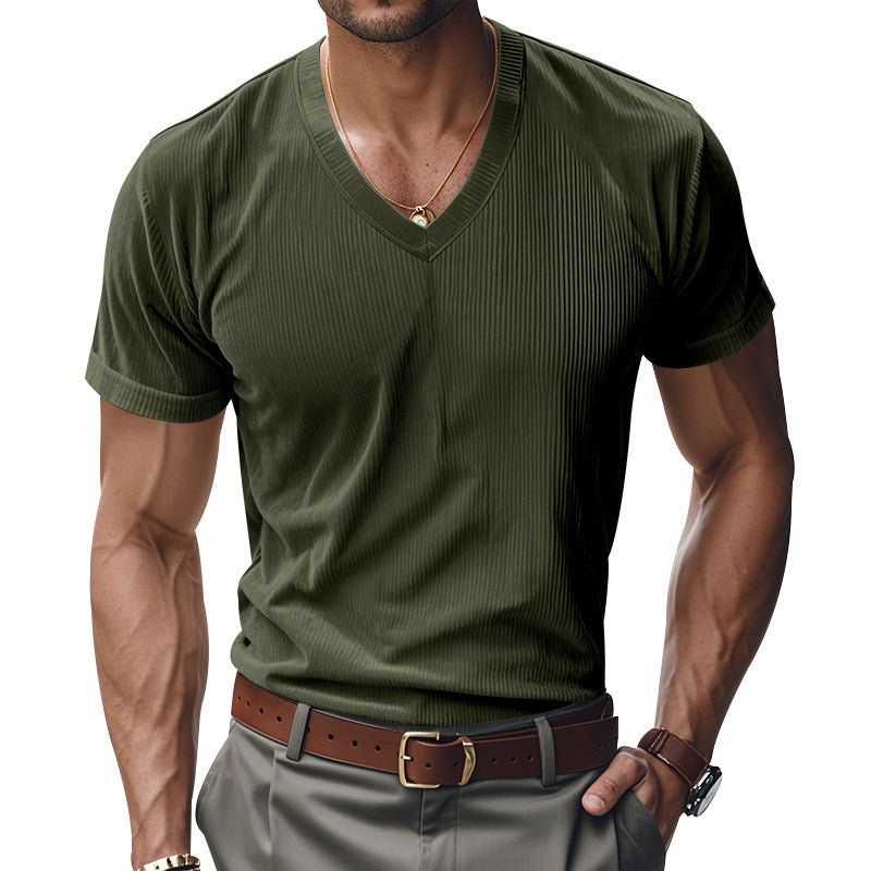 Loose Casual Men's V-neck Short Sleeve