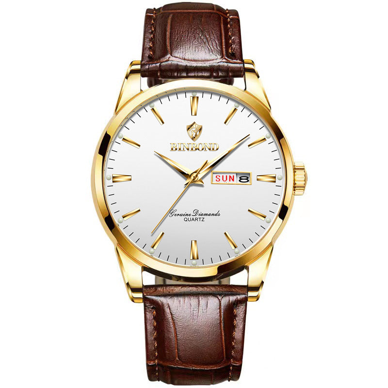 Double Calendar Waterproof Quartz Watch Men