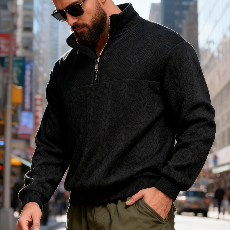 Casual Loose Zip-up Hooded Long Sleeve Stand Collar Sweatshirt Jacket